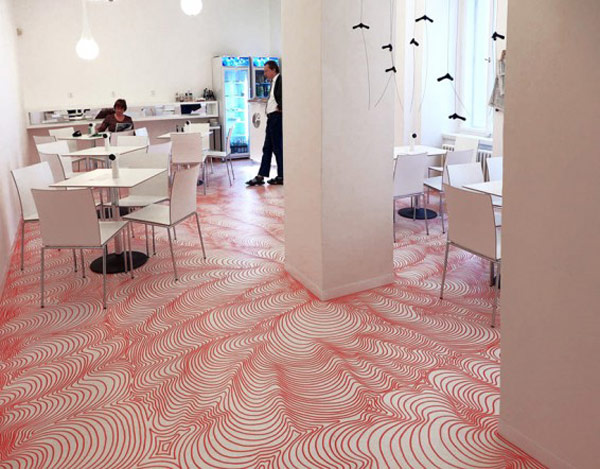 Incredible Permanent Marker Floor Installation in a Cafe in Prague