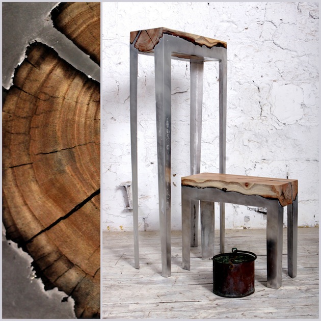 Stunning furniture of wood and cast aluminium
