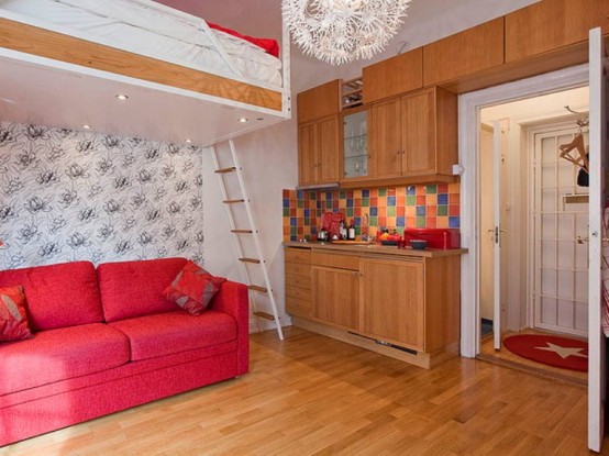 Even Apartment of 21 Square Meter Can Be Cozy: Here is the One In Red