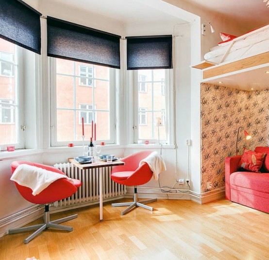 Even Apartment of 21 Square Meter Can Be Cozy: Here is the One In Red