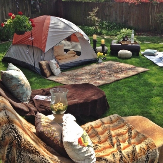 Go camping in your own backyard- create your own camping exterior design