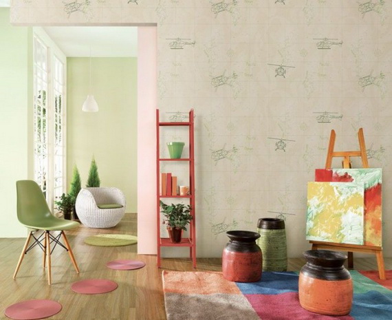 Create a colours dreamful atmospehere in kids room with wallpapers
