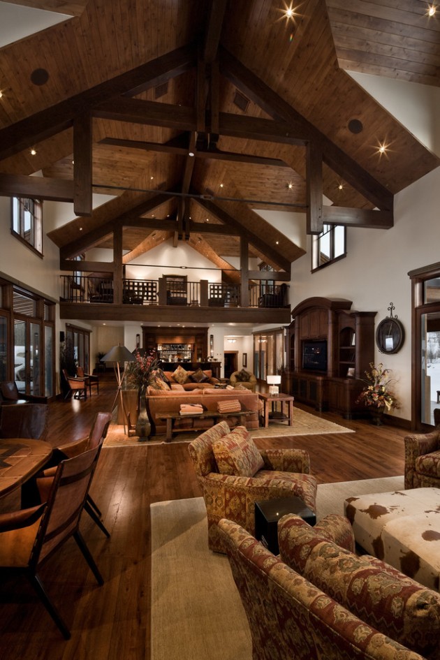 rustic warm designs ranch winter living bend river rooms open floor cabin plan barn interior wood kitchen dark country