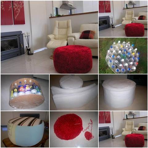 #8 Small Ottoman In High End Decor Realized From Plastic Bottles