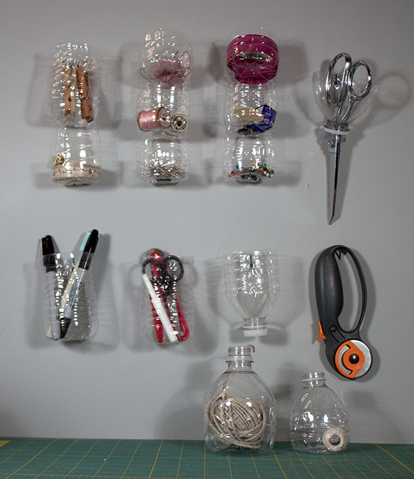 #2 Vertical Wall Storage Organizers Out of Transparent Plastic Bottles