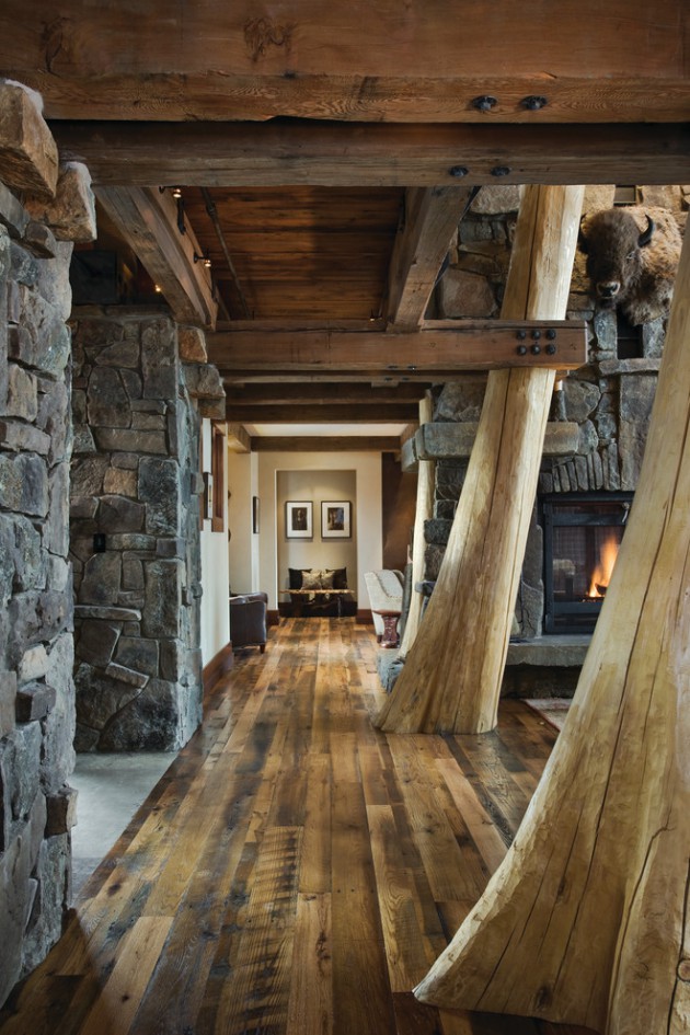 rustic hallway designs amazing lodge elk give interior stone log ridge medieval wood tree decor houses hall wall floor homes