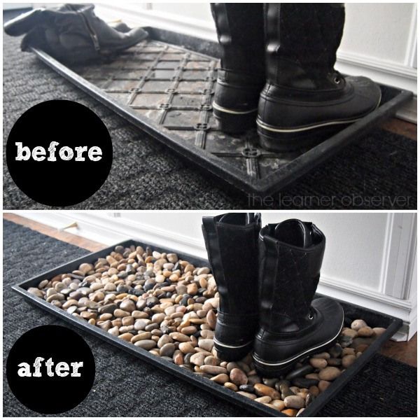 river rocks decorate creative decor tray rock shoe boot diy shoes entryway mat entry closet decoration wet examples trays idea