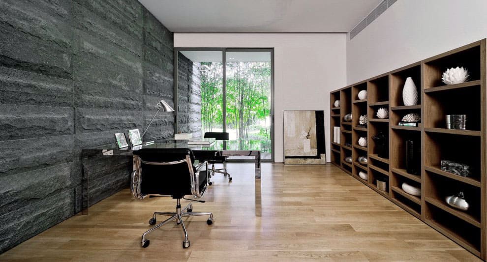14 Charming Home Office Designs With A Stone Wall