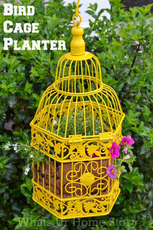bird cage planter planters garden repurpose into birdcage birdcages summer things projects whatsurhomestory surprisingly genius cages container yellow simple diy