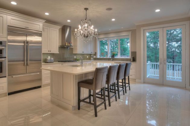 15 delightful kitchen designs with marble flooring for luxurious look