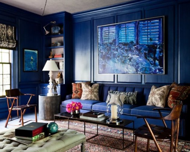 indigo blue living room
