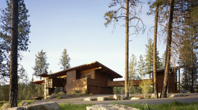 Ridge House Located in the Middle of Conifer Forest