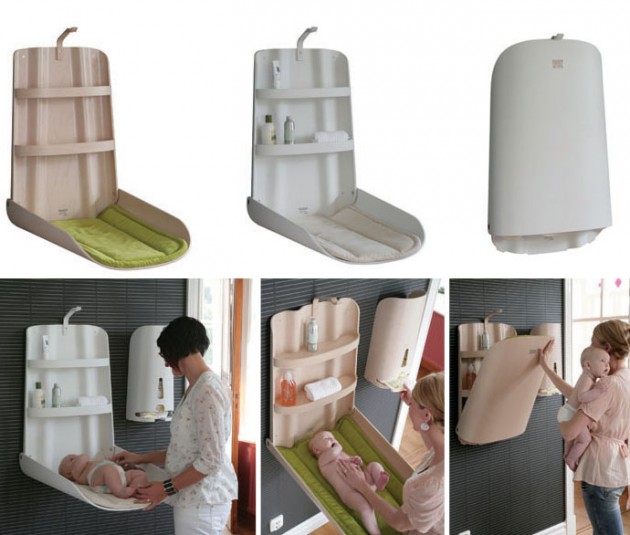 Baby Furniture from Bybo Space Saving Wall Mounted Baby Changing Table