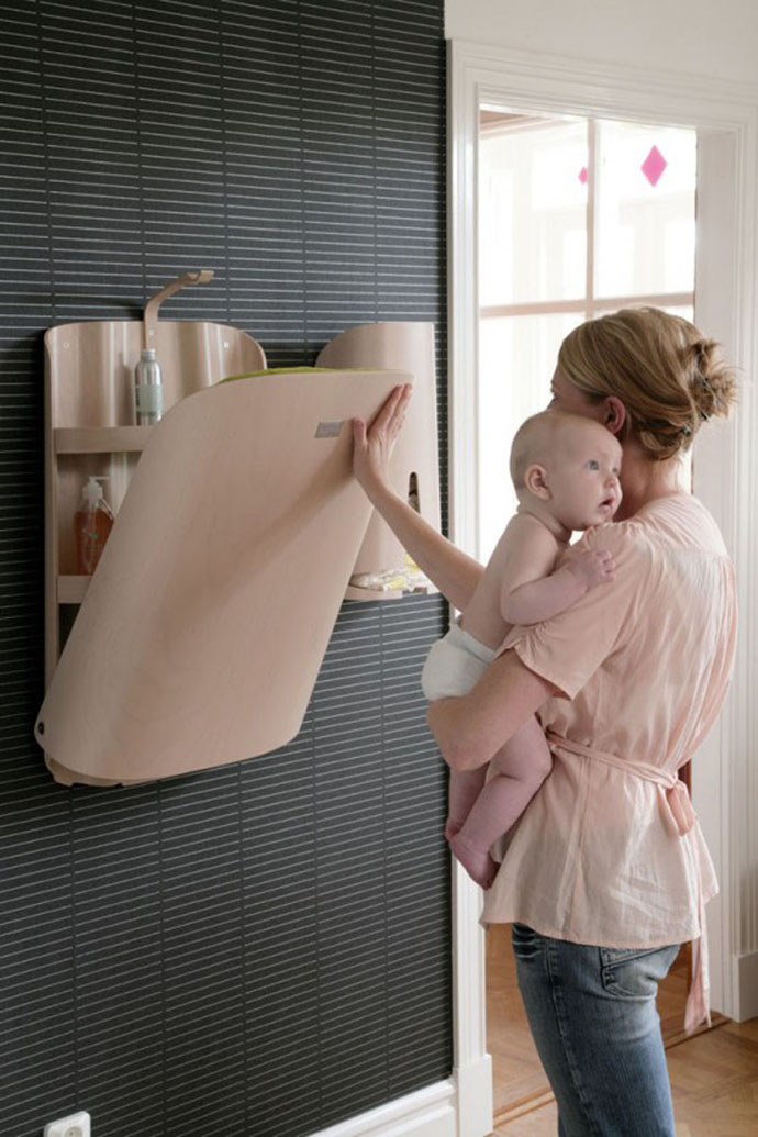 Baby Furniture from Bybo: Space Saving Wall Mounted Baby Changing Table