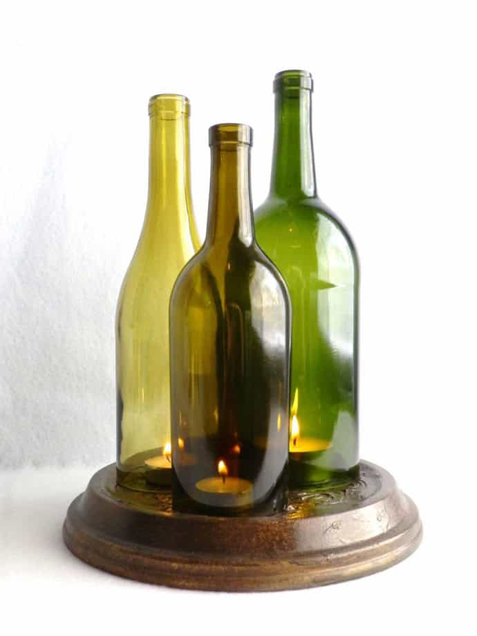 Tall Wine Bottle Candle Holder Tall candle holder made from recycled wine bottle
