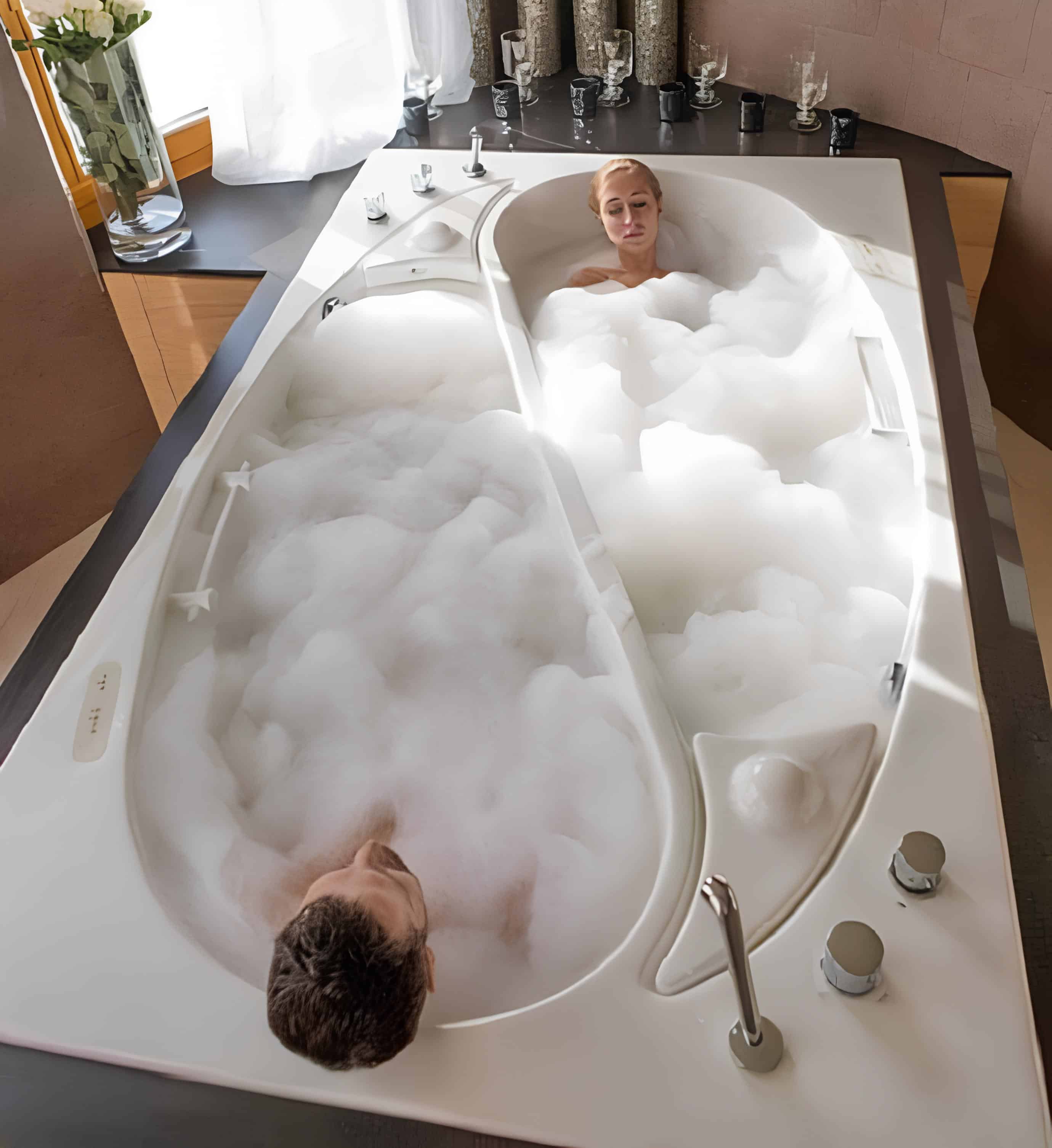 Yin Yang Bathtub Design for Two Unique yin-yang inspired bathtub for two with divided soaking spaces