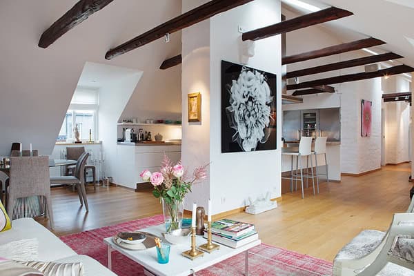 Colorful and Lighted Stockholm Attic Apartment