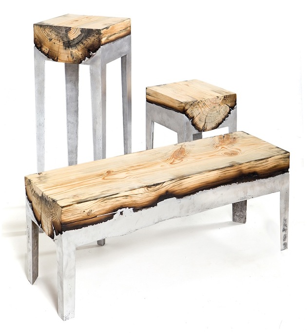 Stunning furniture of wood and cast aluminium