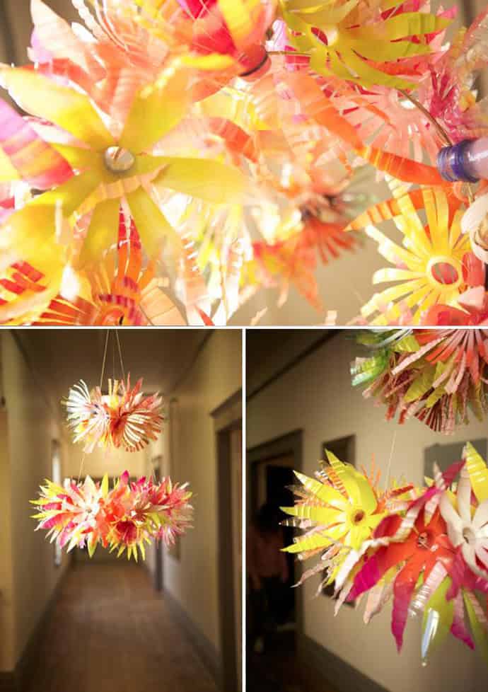 1. Create Charming Flower Decorations from Plastic Bottle Cutouts 1. Create Charming Flower Decorations from Plastic Bottle Cutouts