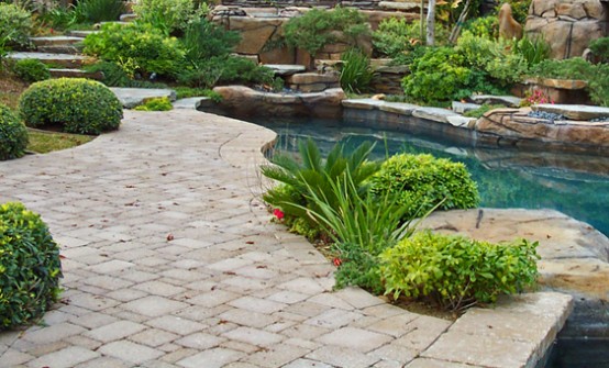 25 Ideas Of Stone Pool Deck Design