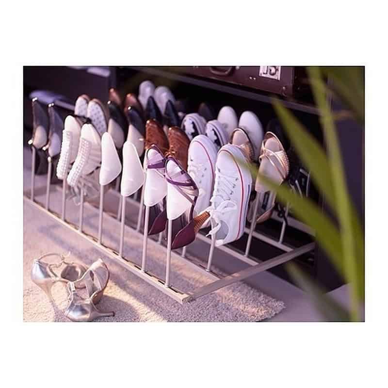 21. This Ikea Komplement slide-out rack holds an impressive 16 pairs of shoes. Clever Ways To Store Your Shoes architectureartdesings
