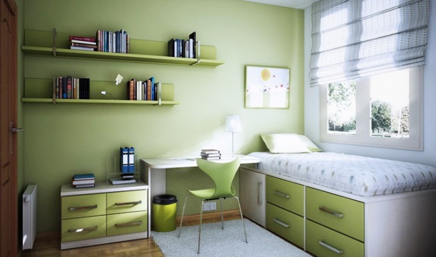 green childrens bedroom