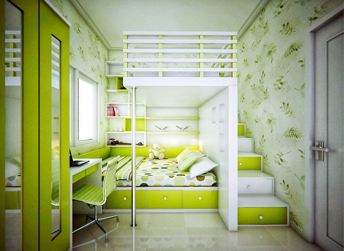 green kids bedroom