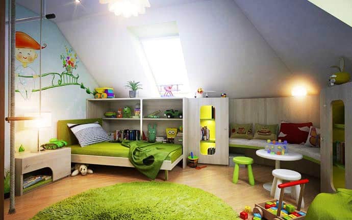 30 Attractive Green Kids Room Designs