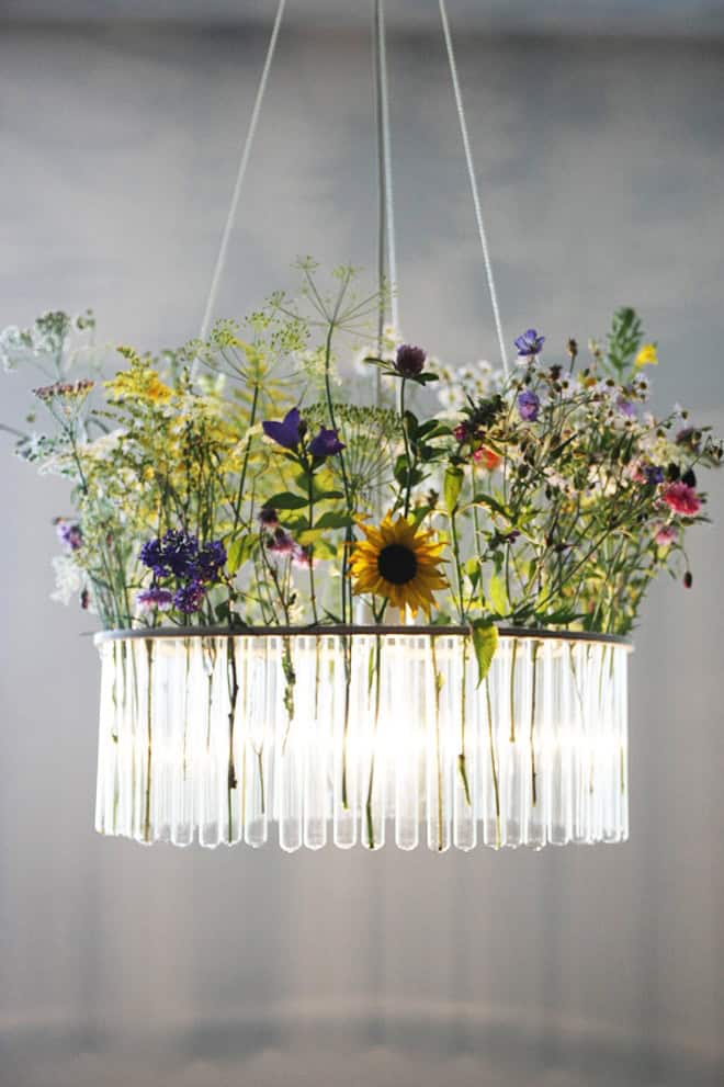 Ceiling Lamp Made by Chemistry Test Tubes