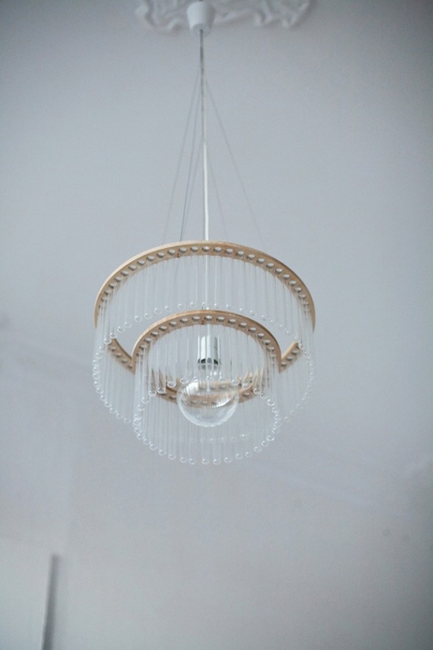 Ceiling Lamp Made by Chemistry Test Tubes
