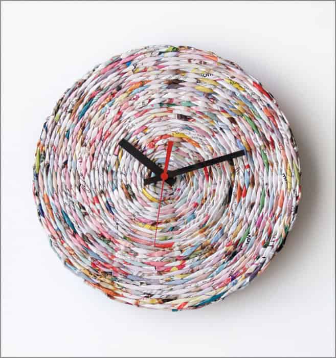 3. Reuse your old magazines and make a colorful clock. 3