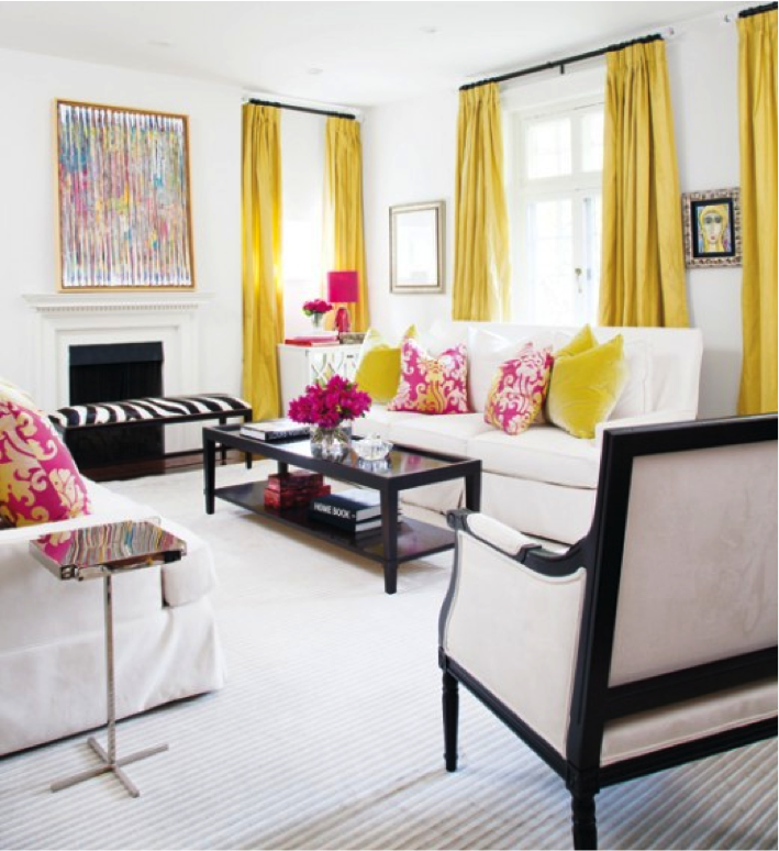 20 Chic Interior Designs With Yellow, Curtains For Yellow Living Room