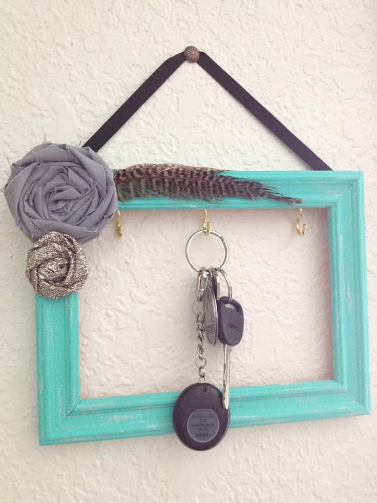 8. Beautiful decorated frame as a key holder… 8