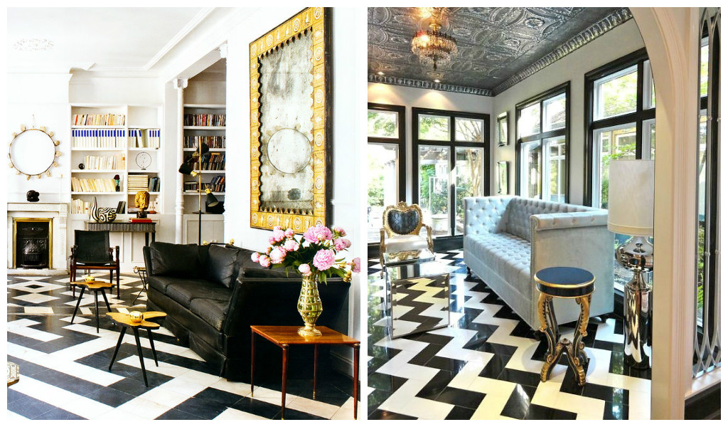 25 Classy And Elegant Black White Floors, Black And White Tile Floor Living Room