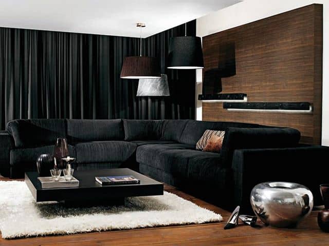 30 Stylish Interior Designs with Black Curtains 15