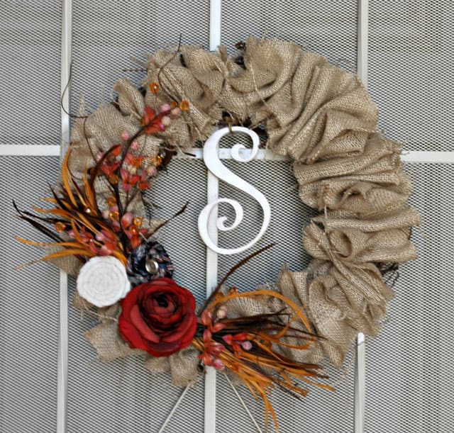 DIY wreath with bright autumn foliage