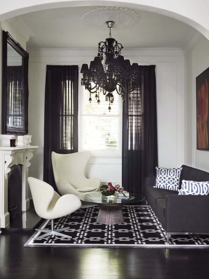 30 Stylish Interior Designs with Black Curtains 5