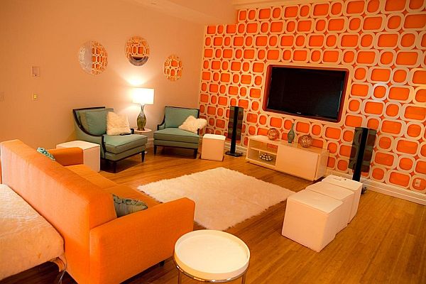orange room interior turquoise living fun designs colors walls color amazing bright wall rooms decorating interiors laranja naranja decoracion paint