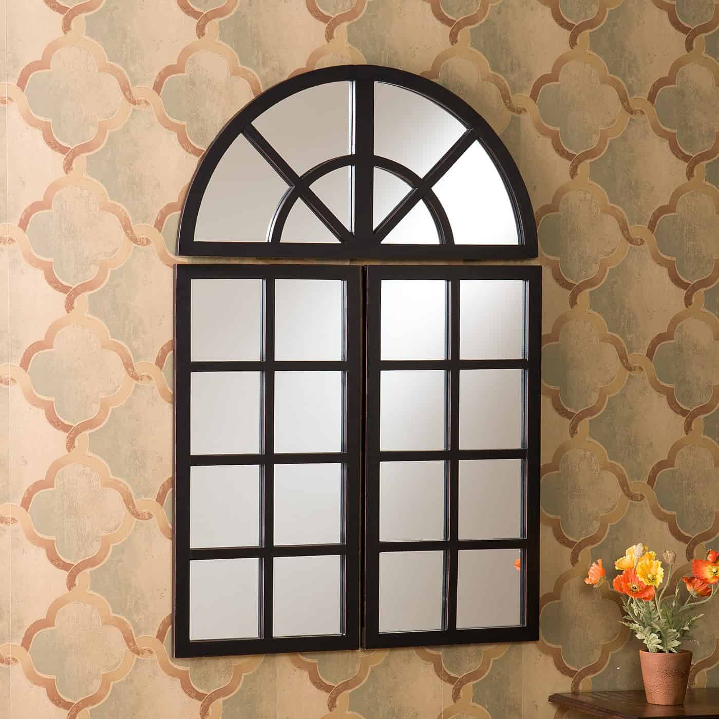 Wildon Home ® Ghent 3 Piece Windowpane Mirror Set in Distressed Black 23 Fancy Decorative Mirror Designs (11)