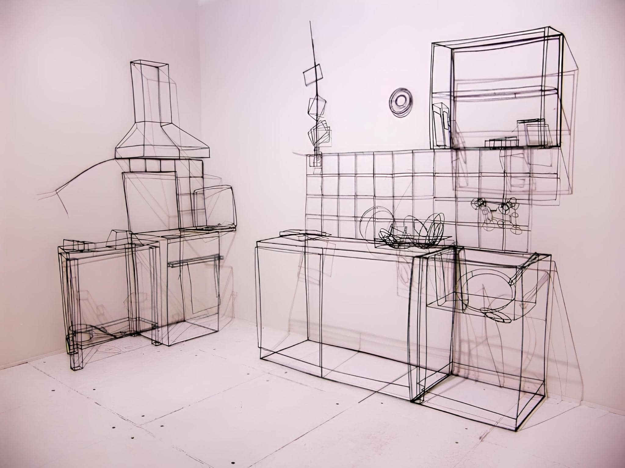 3D Wire Kitchen Sculpture Installation