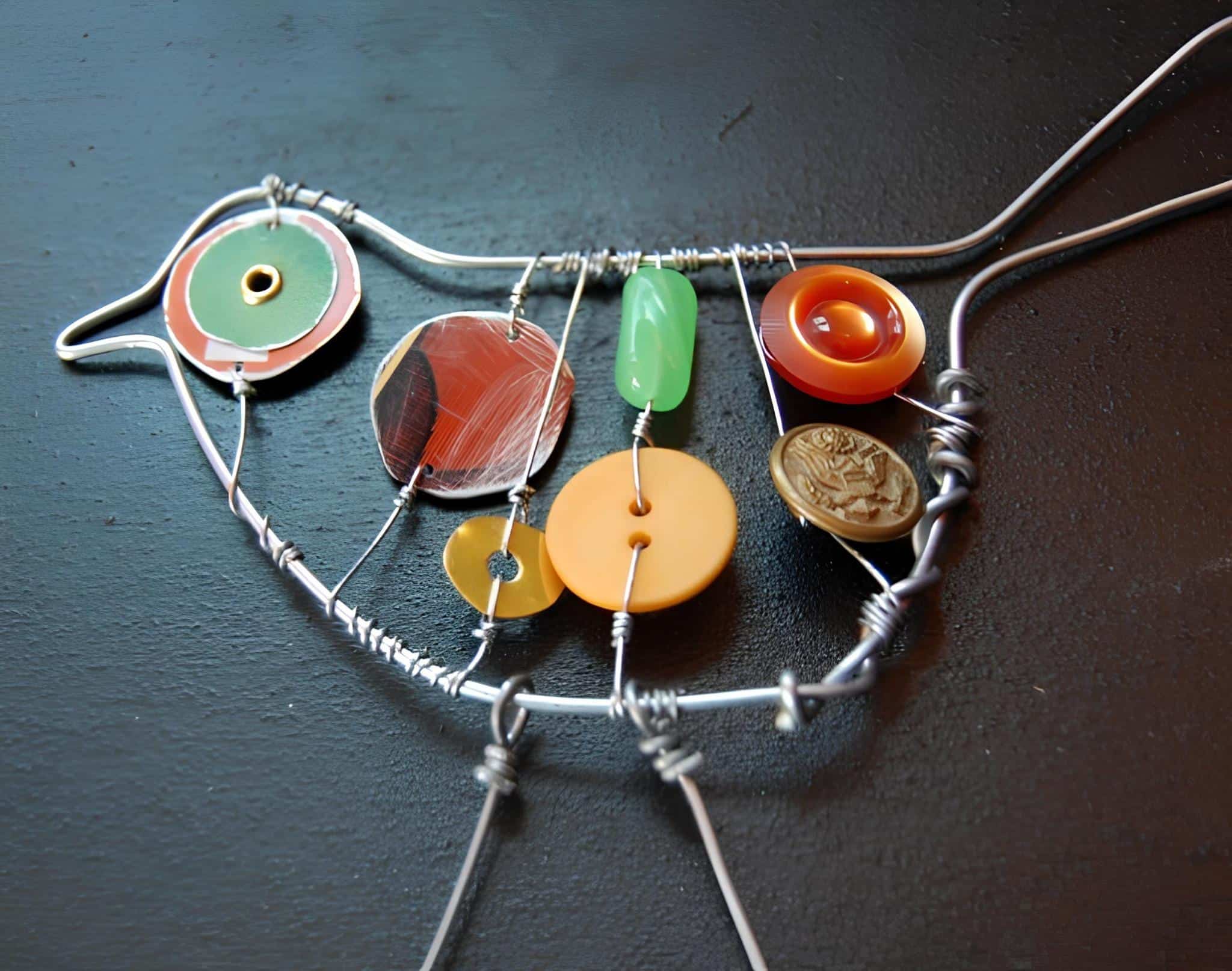 Colorful Button Wire Bird