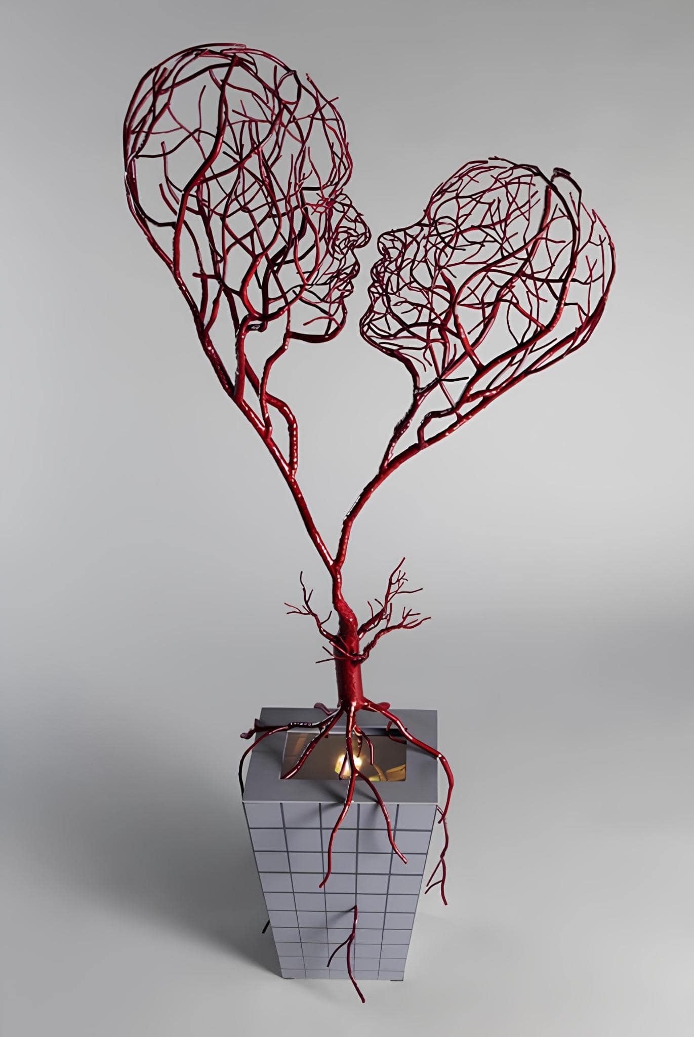 Heart Shaped Wire Sculpture With Faces