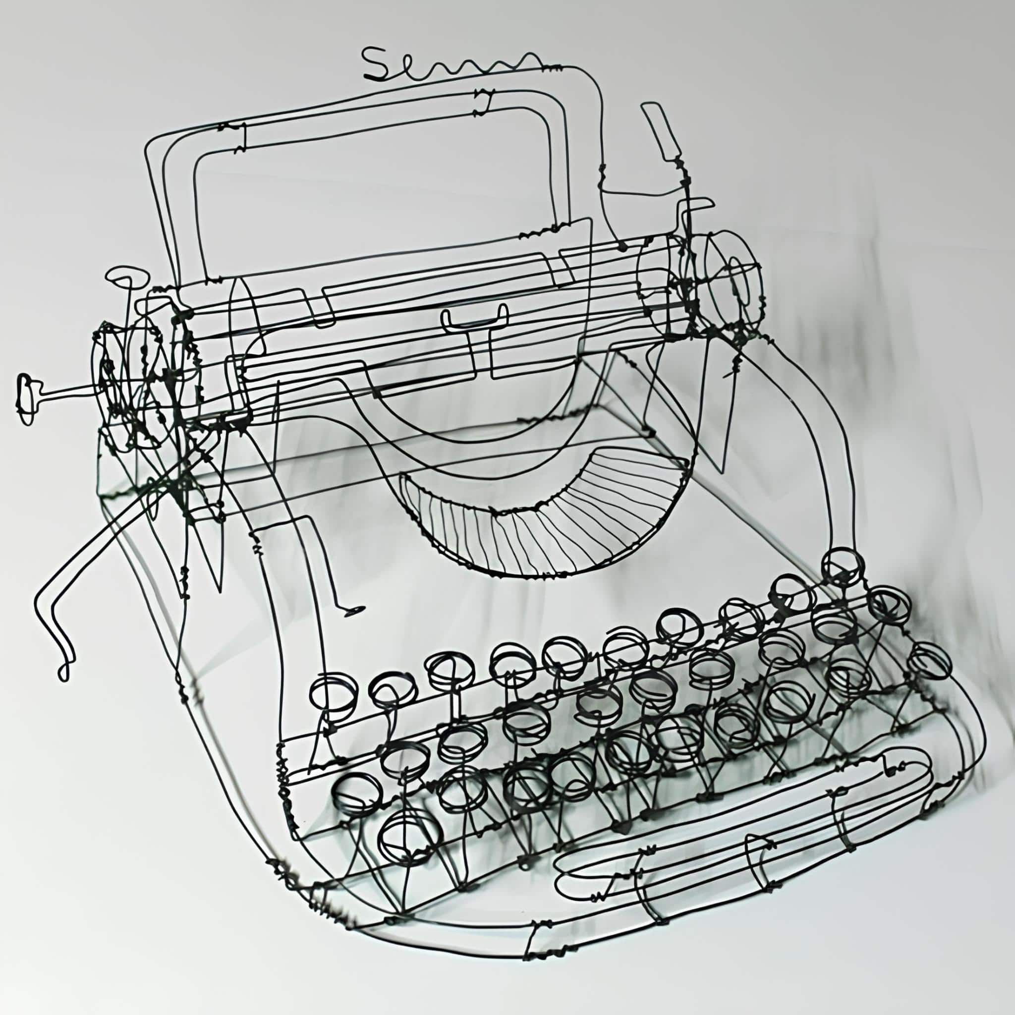 Intricate Wire Typewriter Sculpture