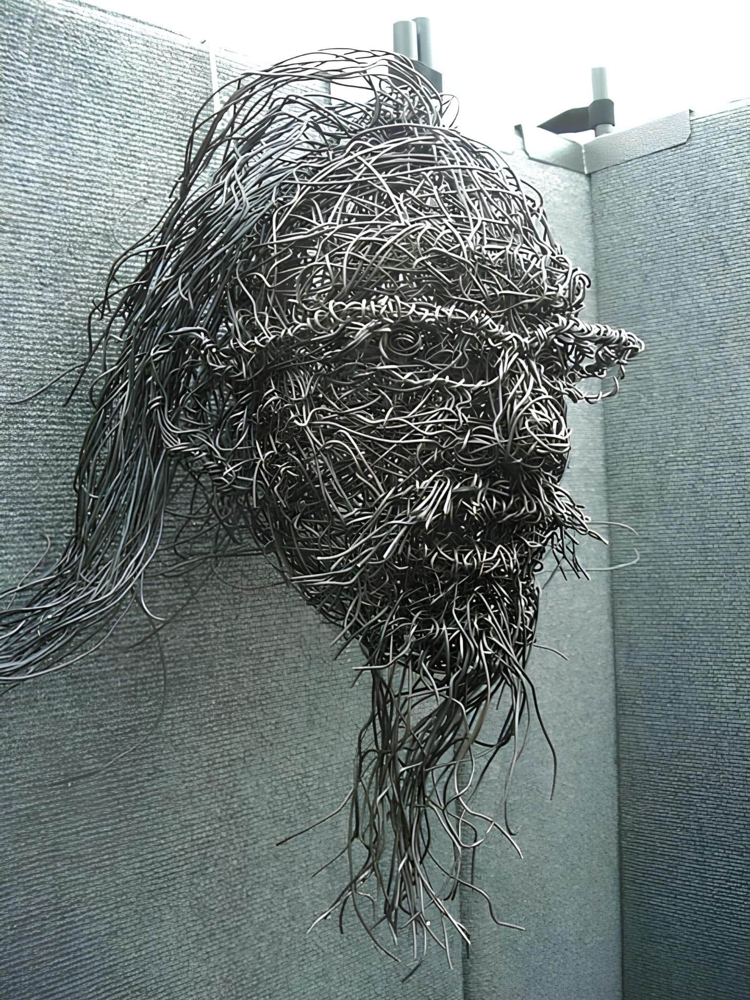Tangled Wire Human Face Sculpture
