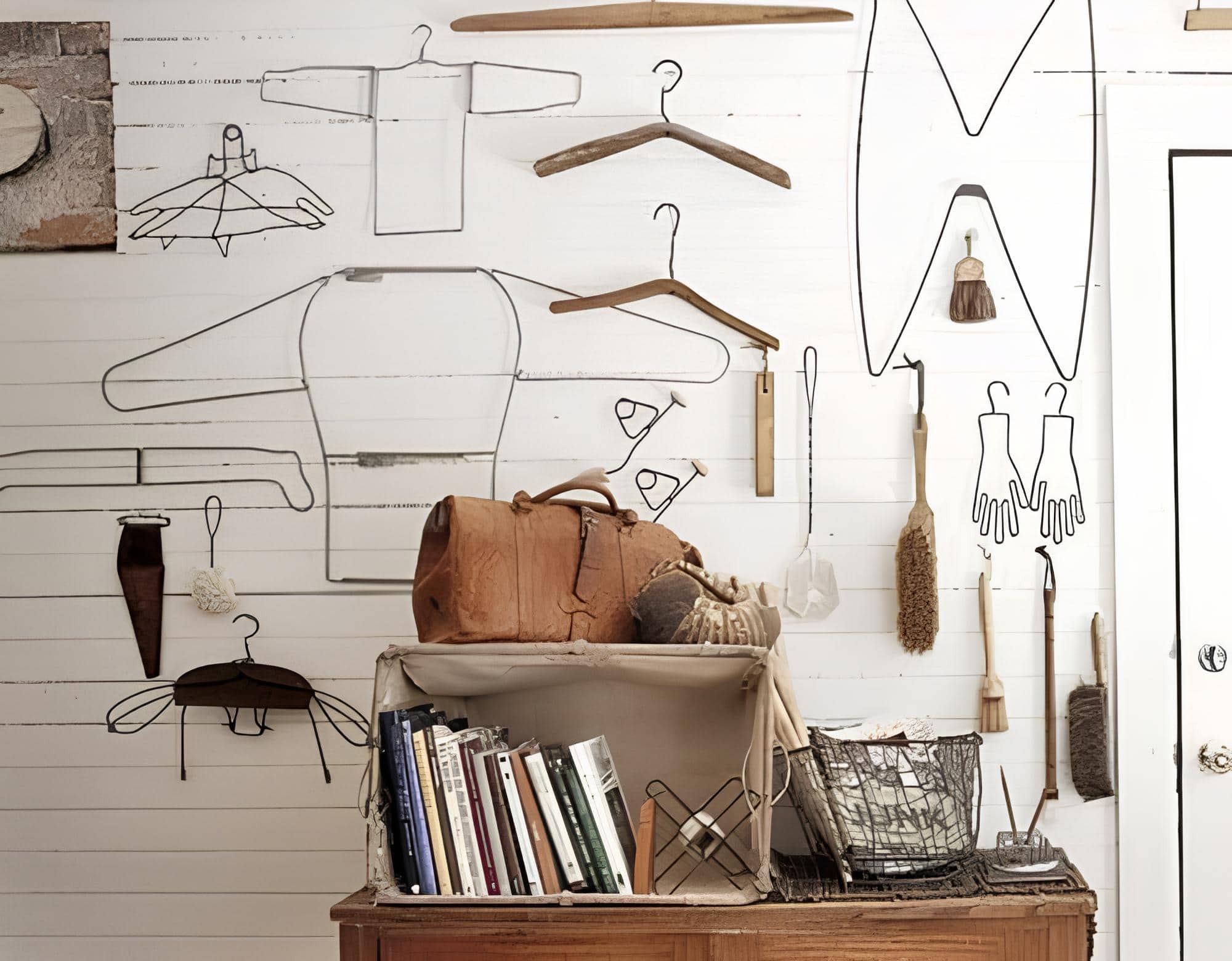 Vintage Wire Hanger And Tools Display