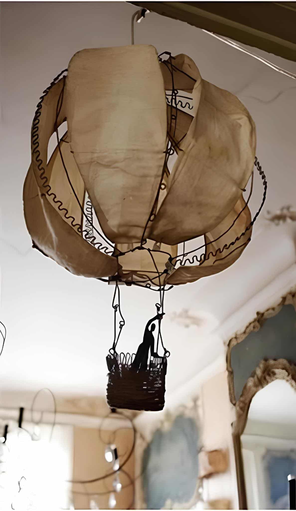 Vintage Wire Hot Air Balloon With Figures