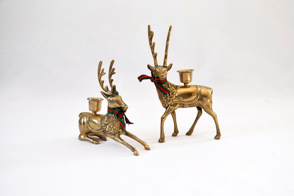 Mid Century Brass Deer and Reindeer Christmas Candle Stick Holders 20 Charming Vintage Christmas Decorations (11)