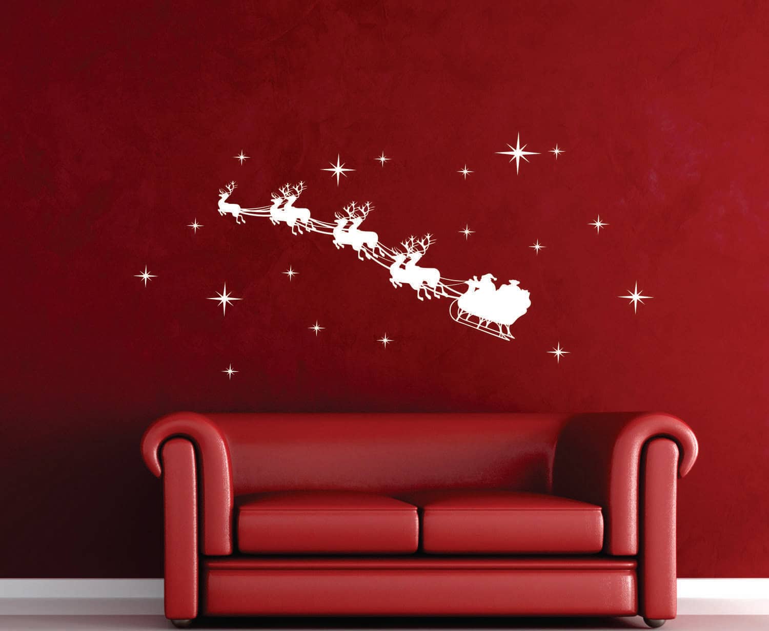 Large Santa’s Sleigh Christmas Removable Wall Decal 20 Creative Christmas Decorating Ideas with Decals (19)