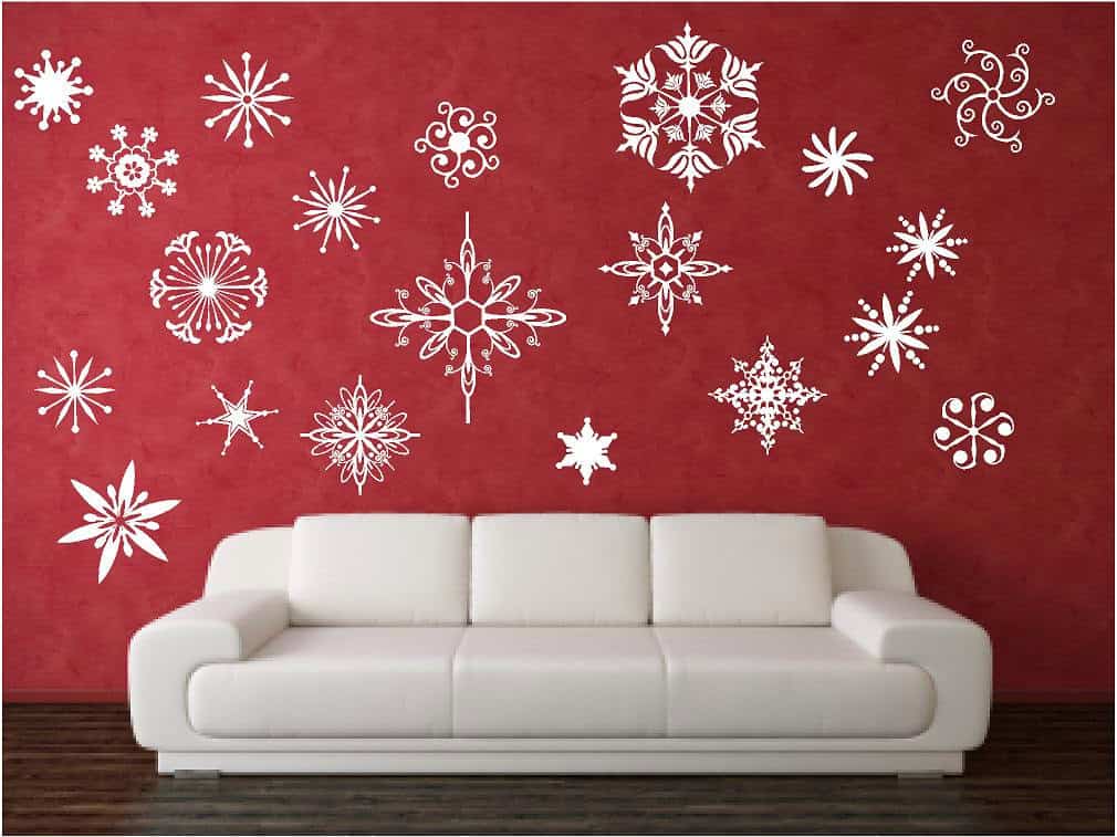 Elegant Snowflakes Vinyl Wall Decal 20 Creative Christmas Decorating Ideas with Decals (9)