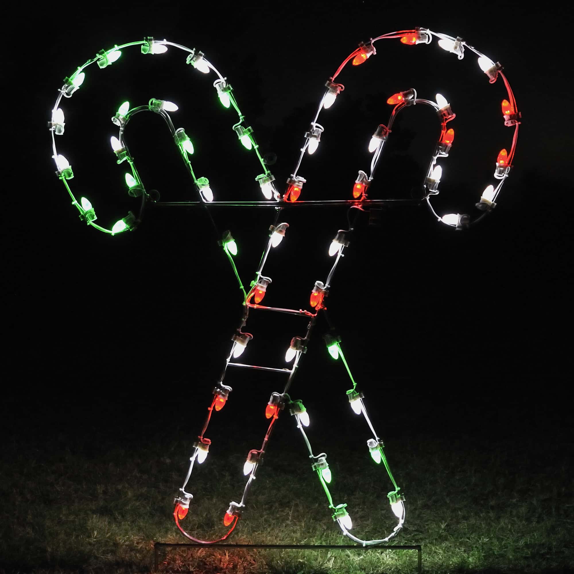 Crossed Candy Canes Light in Red / White / Green A Large Collection of Outdoor Christmas Light Displays (25)